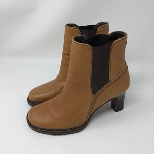 Women's Tan Leather Ankle Booties - Classic Chelsea Heel